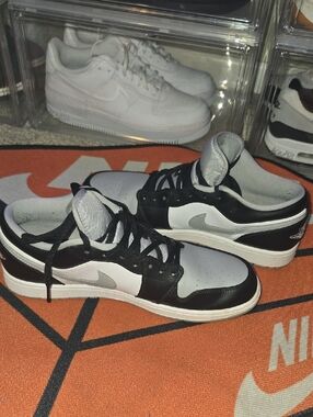 Nike Air Jordan 1 Low — Black, White & Grey Swoosh